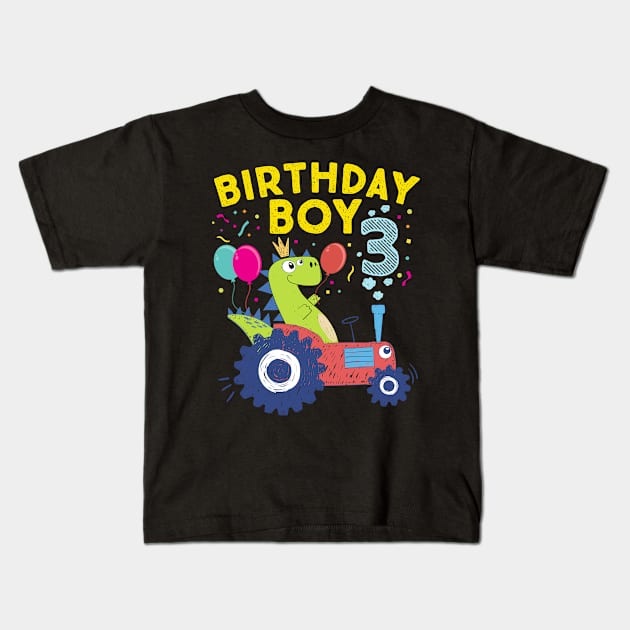 3rd Birthday Boy Kids T-Shirt by stayilbee